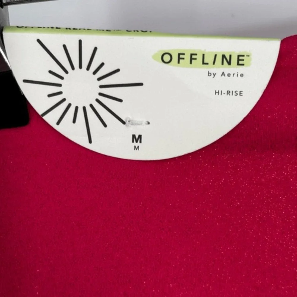 OFFLINE By Aerie Real Me Liquid‎ Shine High Waist Crop Legging Pink Size Medium